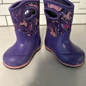 Bogs Purple Kids Rain Boots with Unicorn Design